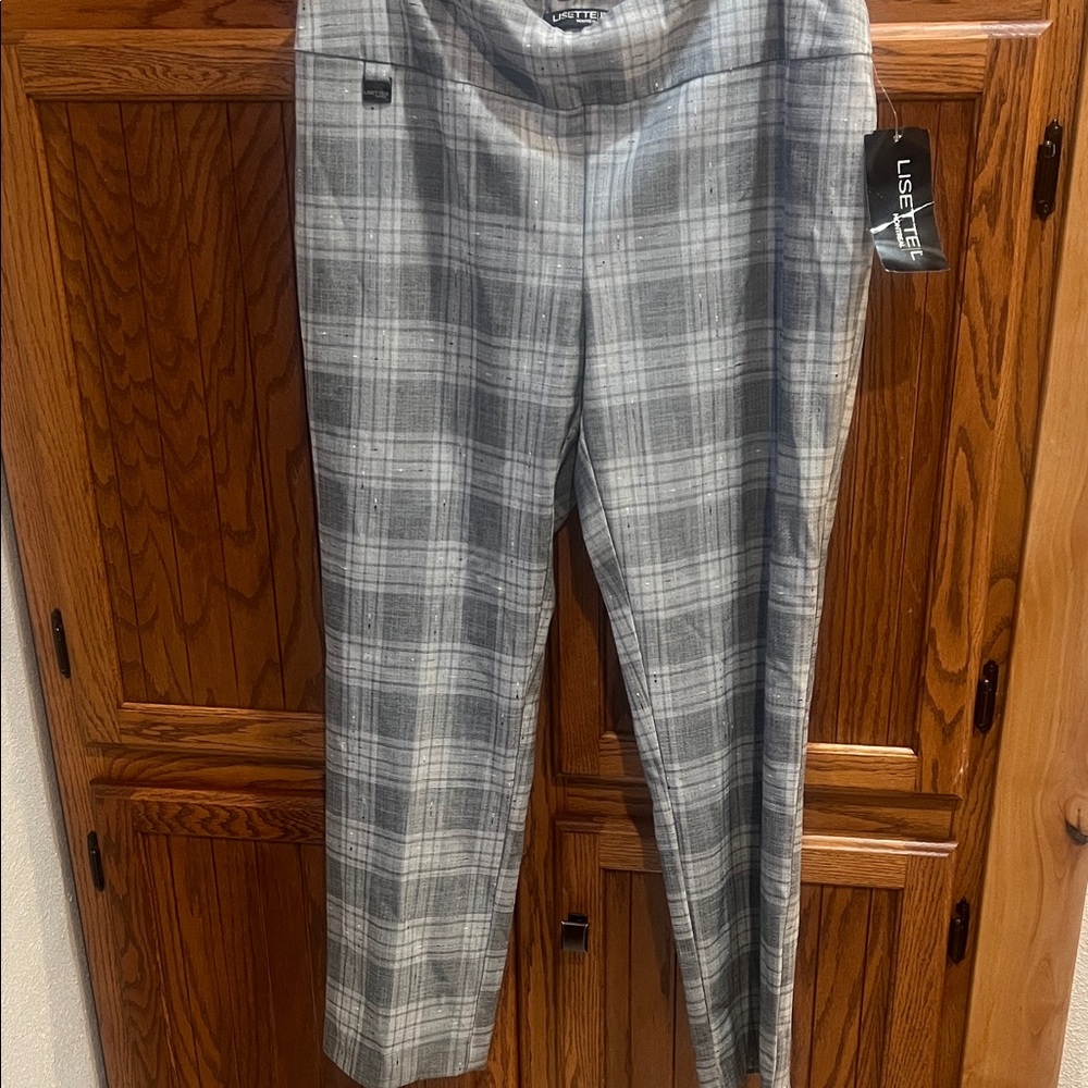 Lisette NWT Gray Plaid capris SZ 14 - Picture 6 of 9